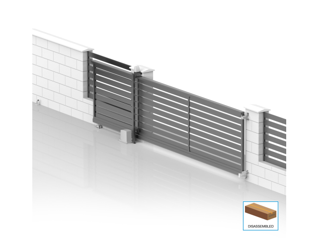 Aluminium-Selbsttragendes Schiebetor 6x2,125m mit Füllung 20x100 R7016